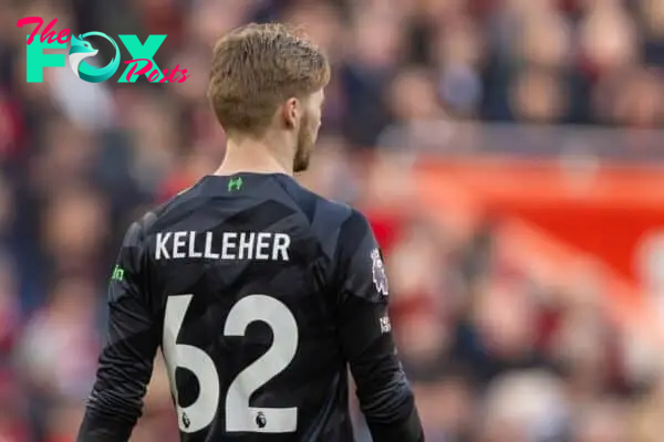 LIVERPOOL, ENGLAND - Saturday, February 10, 2024: Liverpool's goalkeeper Caoimhin Kelleher during the FA Premier League match between Liverpool FC and Burnley FC at Anfield. Liverpool won 3-1. (Photo by David Rawcliffe/Propaganda)