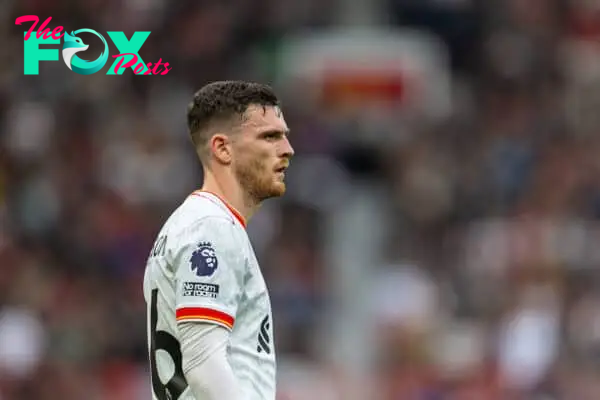 MANCHESTER, ENGLAND - Sunday, September 1, 2024: Liverpool's Andy Robertson during the FA Premier League match between Manchester United FC and Liverpool FC at Old Trafford. (Photo by David Rawcliffe/Propaganda)