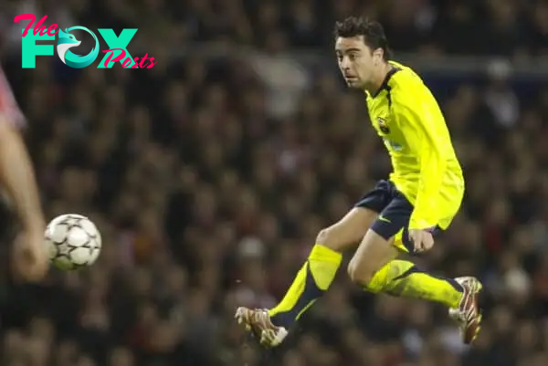 Liverpool, England - Tuesday, March 6, 2007: FC Barcelona's Xavi Hernandez in action against Liverpool during the UEFA Champions League First Knockout Round 2nd Leg at Anfield. (Pic by David Rawcliffe/Propaganda)