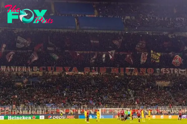 MILAN, ITALY - Tuesday, December 7, 2021: AC Milan supporters during the UEFA Champions League Group B Matchday 6 game between AC Milan and Liverpool FC at the Stadio San Siro. Liverpool won 2-1. (Pic by David Rawcliffe/Propaganda)