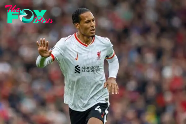 MANCHESTER, ENGLAND - Sunday, September 1, 2024: Liverpool's captain Virgil van Dijk during the FA Premier League match between Manchester United FC and Liverpool FC at Old Trafford. (Photo by David Rawcliffe/Propaganda)