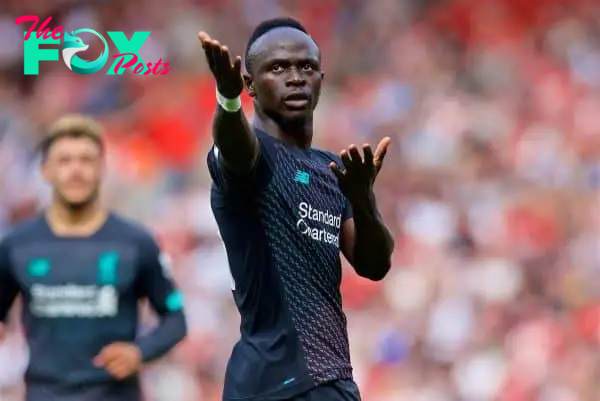 LIVERPOOL, ENGLAND - Saturday, August 17, 2019: Liverpool's Sadio Mane celebrates scoring the first goal during the FA Premier League match between Southampton FC and Liverpool FC at St. Mary's Stadium. (Pic by David Rawcliffe/Propaganda)