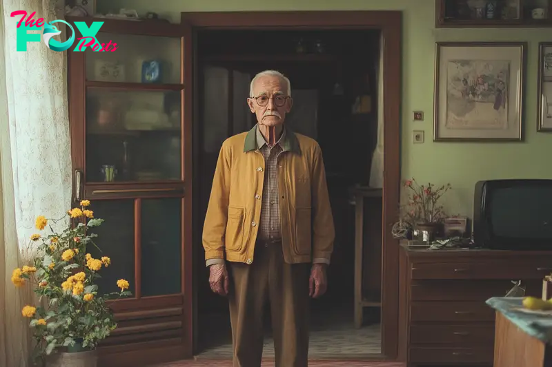 An older man standing in his house | Source: Midjourney