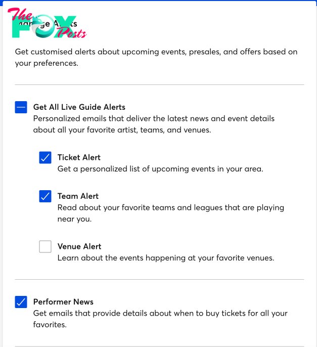 concert alerts on ticketmaster manage alerts