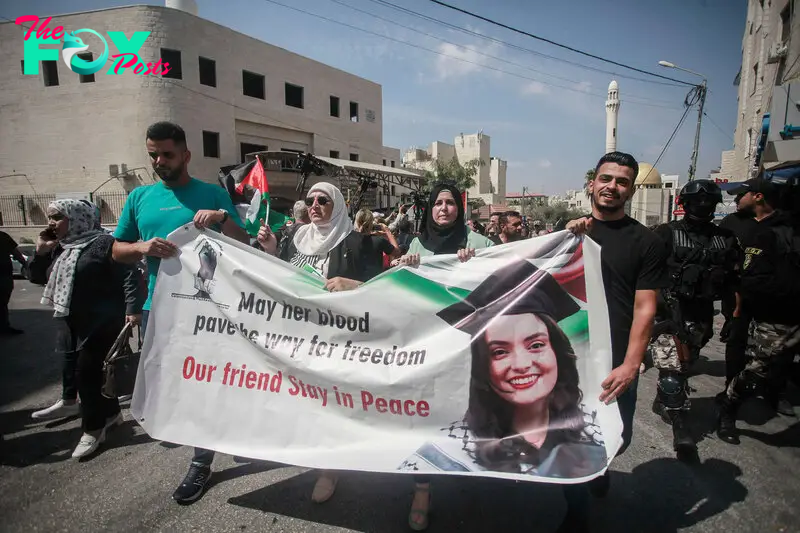 A funeral procession for Ayşenur Ezgi Eygi in Nablus on Sept. 9, 2024.