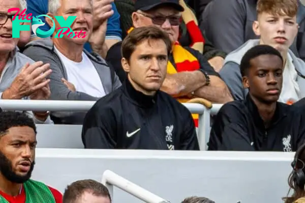 LIVERPOOL, ENGLAND - Saturday, September 14, 2024: Liverpool's Federico Chiesa looks on during the FA Premier League match between Liverpool FC and Nottingham Forest FC at Anfield. (Photo by David Rawcliffe/Propaganda)