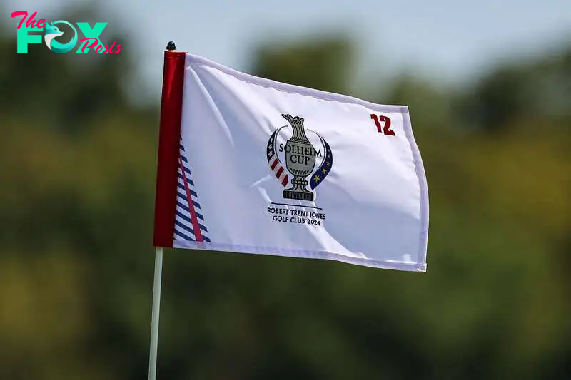 GAINESVILLE, VIRGINIA - SEPTEMBER 10: A general view of the on the 12th hole flag prior to the Solheim Cup at Robert Trent Jones Golf Club on September 10, 2024 in Gainesville, Virginia.   Scott Taetsch/Getty Images/AFP (Photo by Scott Taetsch / GETTY IMAGES NORTH AMERICA / Getty Images via AFP)