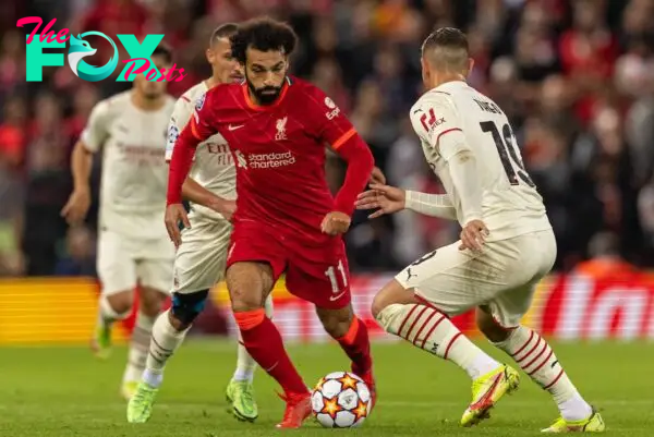 LIVERPOOL, ENGLAND - Wednesday, September 15, 2021: Liverpool's Mohamed Salah during the UEFA Champions League Group B Matchday 1 game between Liverpool FC and AC Milan at Anfield. Liverpool won 3-2. (Pic by Paul Currie/Propaganda)