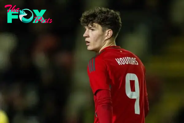 NEWPORT, WALES - Friday, March 22, 2024: Wales’ Lewis Koumas during the 2025 UEFA European Under-21 Championship Qualifying Group I game between Wales and Lithuania at Rodney Parade. (Photo by Will Cooper/Propaganda)