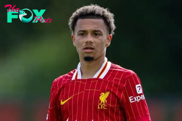 KIRKBY, ENGLAND - Saturday, August 24, 2024: Liverpool's Ranel Young during the Premier League 2 Division 1 match between Liverpool FC Under-21's and Leicester City FC Under-21's at the Liverpool Academy. Leicester won 2-1. (Photo by David Rawcliffe/Propaganda)