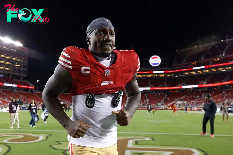 SANTA CLARA, CALIFORNIA - SEPTEMBER 09: Wide receiver Deebo Samuel Sr. #1 of the San Francisco 49ers leaves the field after their 32-19 win over the New York Jets at Levi's Stadium on September 09, 2024 in Santa Clara, California.   Lachlan Cunningham/Getty Images/AFP (Photo by Lachlan Cunningham / GETTY IMAGES NORTH AMERICA / Getty Images via AFP)