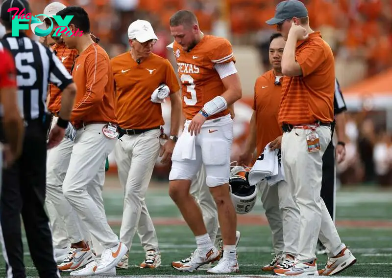 The 21-year-old hobbled out of Saturday’s 56-7 win over the UTSA Roadrunners at Darrell K Royal-Texas Memorial Stadium.