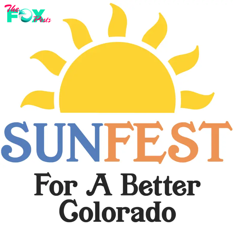 Logo of Sunfest with a yellow sun above the word "SUNFEST" in blue and orange letters, followed by the text "For A Better Colorado" in black.