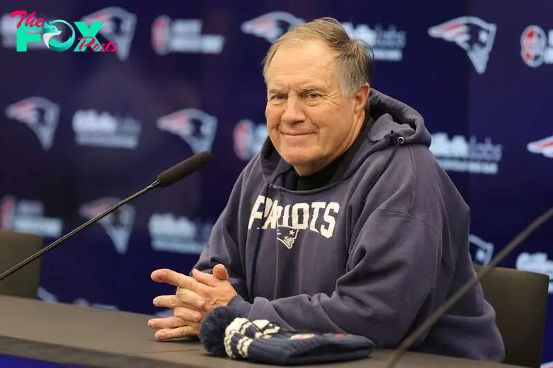 The former Patriots coach told a cheeky story about the time he bested the Falcons for a Super Bowl title and the franchise owner’s reaction to that moment.