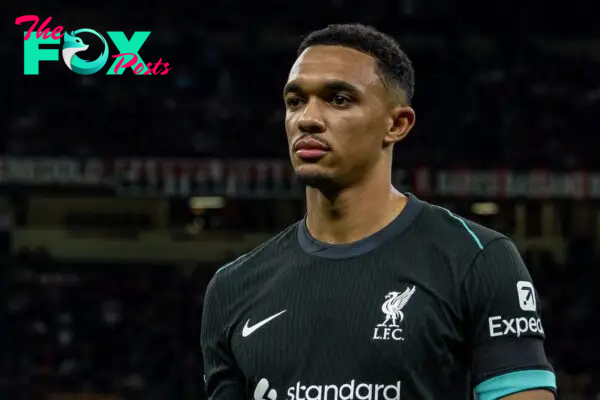 MILAN, ITALY - Tuesday, September 17, 2024: Liverpool's Trent Alexander-Arnold before the UEFA Champions League game between AC Milan and Liverpool FC at the Stadio San Siro. Liverpool won 3-1. (Photo by David Rawcliffe/Propaganda)