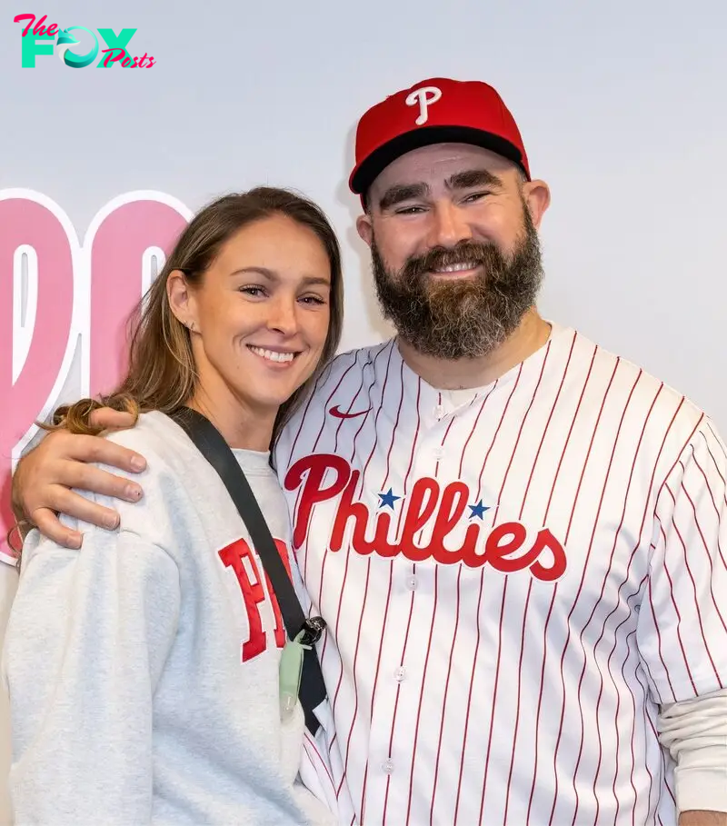 Kylie Kelce and her husband former Philadelphia Eagles center Jason attended the Phillies game on Saturday