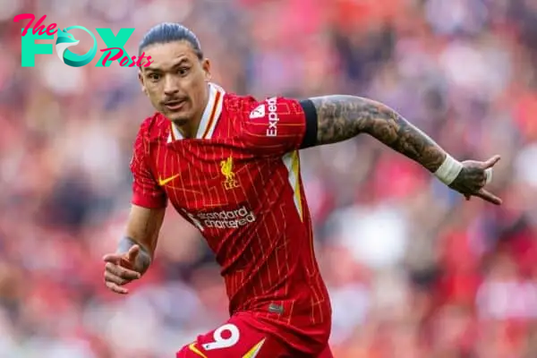 LIVERPOOL, ENGLAND - Saturday, September 14, 2024: Liverpool's Darwin Núñez during the FA Premier League match between Liverpool FC and Nottingham Forest FC at Anfield. (Photo by David Rawcliffe/Propaganda)