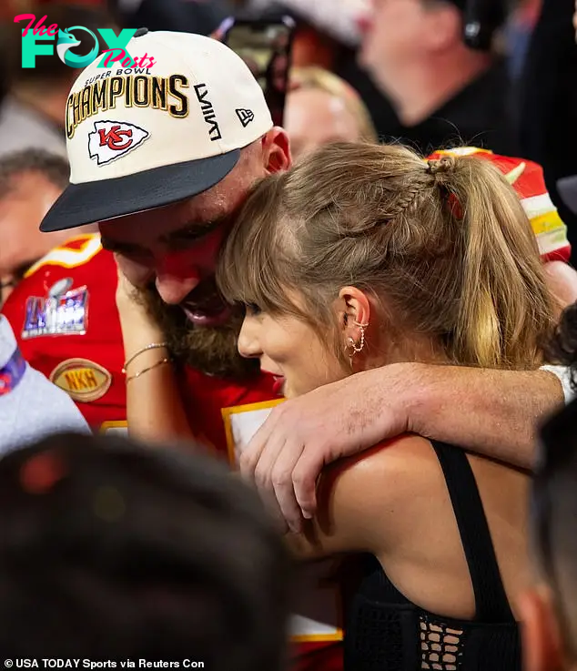 Kelce celebrates with Swift after defeating the San Francisco 49ers in Super Bowl LVIII