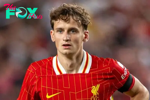 PHILADELPHIA - Wednesday, July 31, 2024: Liverpool's Tyler Morton during a pre-season friendly match between Liverpool FC and Arsenal FC at the Lincoln Financial Field on day eight of the club's pre-season tour of the USA. Liverpool won 2-1. (Photo by David Rawcliffe/Propaganda)