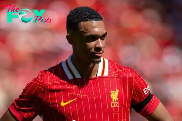 LIVERPOOL, ENGLAND - Sunday, August 11, 2024: Liverpool's Trent Alexander-Arnold during a pre-season friendly match between Liverpool FC and Sevilla FC at Anfield. (Photo by David Rawcliffe/Propaganda)