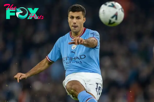 MANCHESTER, ENGLAND - Friday, January 27, 2023: Manchester City's Rodrigo Hernández Cascante 'Rodri' during the FA Cup 4th Round match between Manchester City FC and Arsenal FC at the City of Manchester Stadium. Man City won 1-0. (Pic by David Rawcliffe/Propaganda)