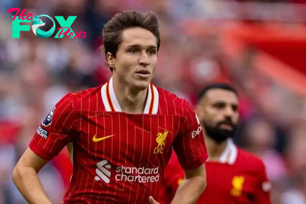 LIVERPOOL, ENGLAND - Saturday, September 21, 2024: Liverpool's Federico Chiesa during the FA Premier League match between Liverpool FC and AFC Bournemouth at Anfield. Liverpool won 3-0. (Photo by David Rawcliffe/Propaganda)