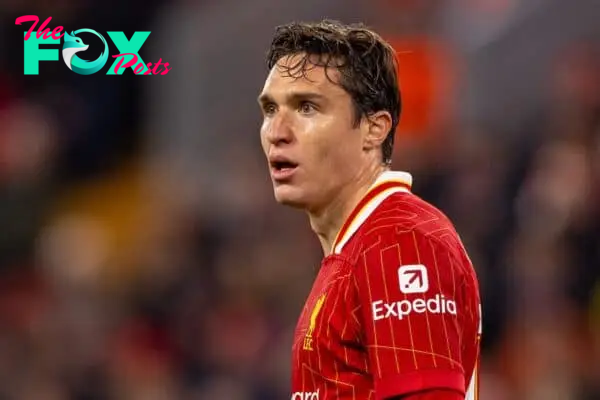 LIVERPOOL, ENGLAND - Wednesday, September 25, 2024: Liverpool's Federico Chiesa during the Football League Cup 3rd Round match between Liverpool FC and West Ham United FC at Anfield. (Photo by Ryan Brown/Propaganda)