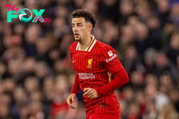 LIVERPOOL, ENGLAND - Wednesday, September 25, 2024: Liverpool's Curtis Jones during the Football League Cup 3rd Round match between Liverpool FC and West Ham United FC at Anfield. (Photo by Ryan Brown/Propaganda)