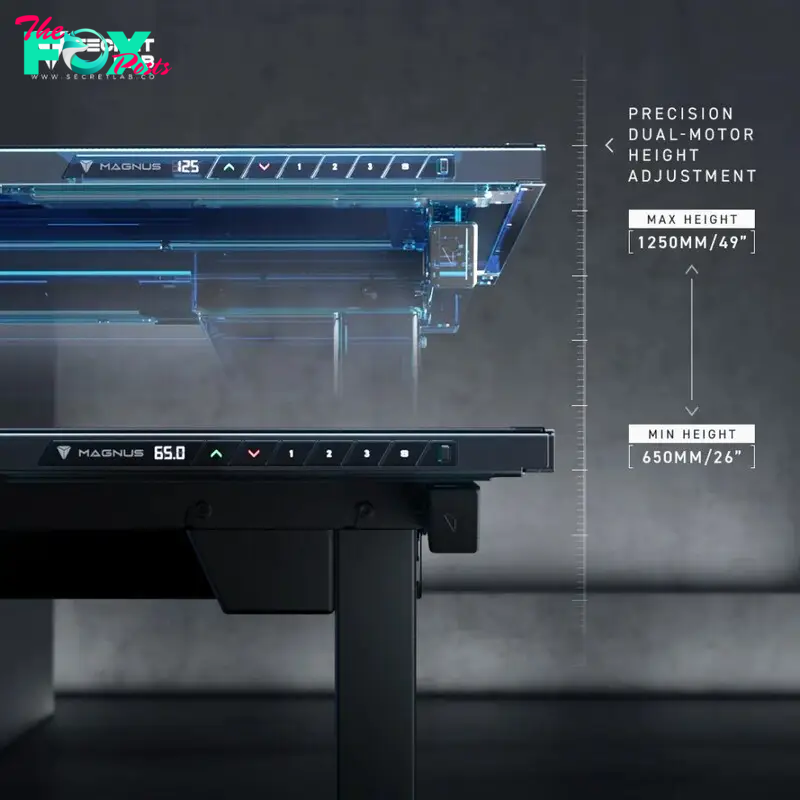 Secretlab Magnus Pro height adjustment diagram