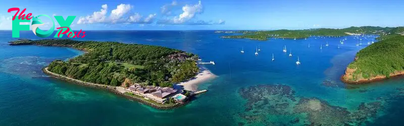 Aerial view of Calivigny Island