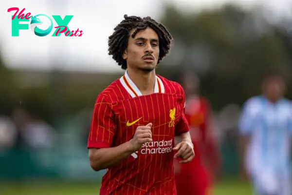 KIRKBY, ENGLAND - Saturday, August 24, 2024: Liverpool's Kareem Ahmed during the Under-18's Premier League North match between Liverpool FC Under-18's and Middlesbrough FC Under-18's at the Liverpool Academy. Middlesbrough won 3-2. (Photo by David Rawcliffe/Propaganda)