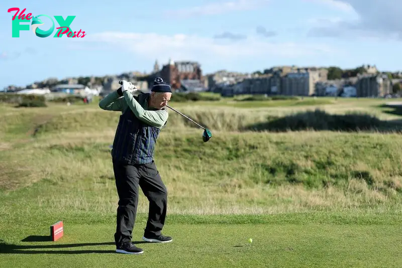 The famous American actor is enjoying golf at the Alfred Dunhill tournament held in the coastal town of St Andrews, Scotland.