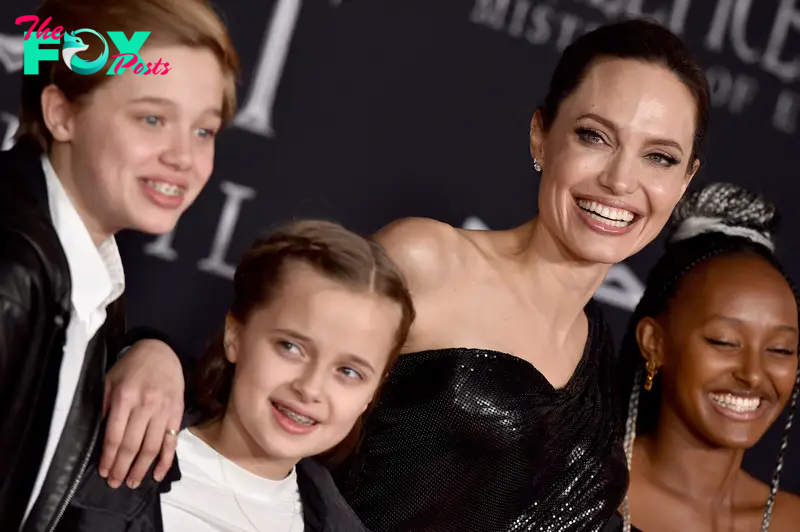 Shiloh Nouvel, Vivienne Marcheline, Angelina Jolie, and Zahara Marley attend the World Premiere of Disney's “Maleficent: Mistress of Evil" at El Capitan Theatre in Los Angeles, California, on September 30, 2019. | Source: Getty Images