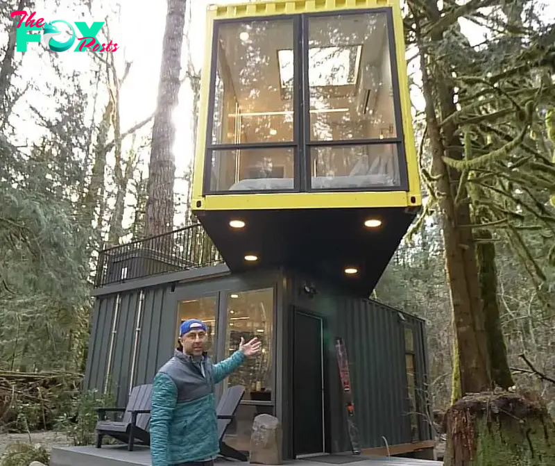 Nick showing his container home made of two 40-foot sea containers.