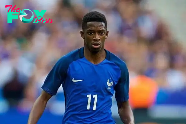 PARIS, FRANCE - Tuesday, June 13, 2017: France's Ousmane DembÈlÈ in action against England during an international friendly match at the Stade de France. (Pic by David Rawcliffe/Propaganda)