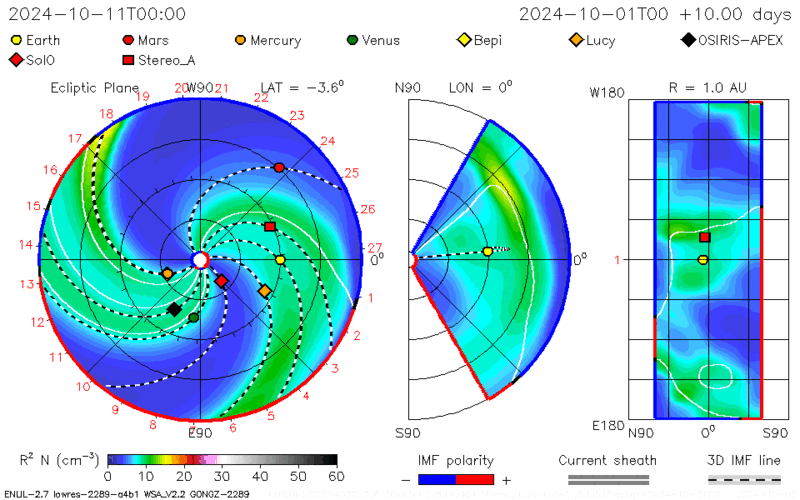 Looped video footage of a diagram showing a CME directed at Earth