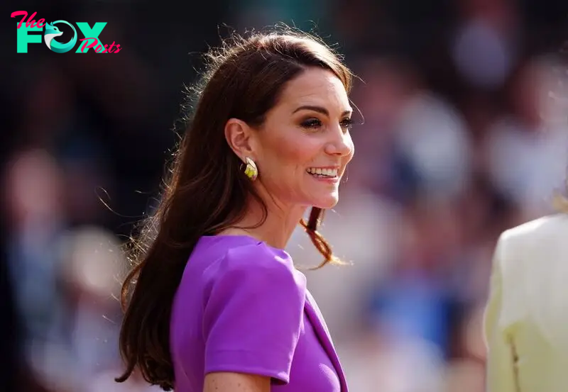 Kate Middleton wearing purple dress at Wimbledon