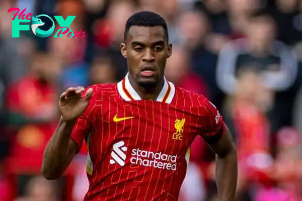 LIVERPOOL, ENGLAND - Saturday, September 14, 2024: Liverpool's Ryan Gravenberch during the FA Premier League match between Liverpool FC and Nottingham Forest FC at Anfield. Notts Forest won 1-0. (Photo by David Rawcliffe/Propaganda)