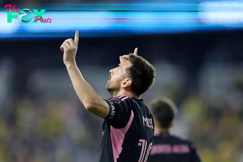 Inter Miami CF forward Lionel Messi (10) celebrates 