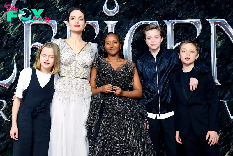 Vivienne Jolie-Pitt, Zahara Jolie-Pitt, Shiloh Jolie-Pitt, and Knox Jolie-Pitt during the Maleficent: Mistress of Evil European Premiere held at Imax Waterloo in London on October 9, 2019 | Source: Getty Images