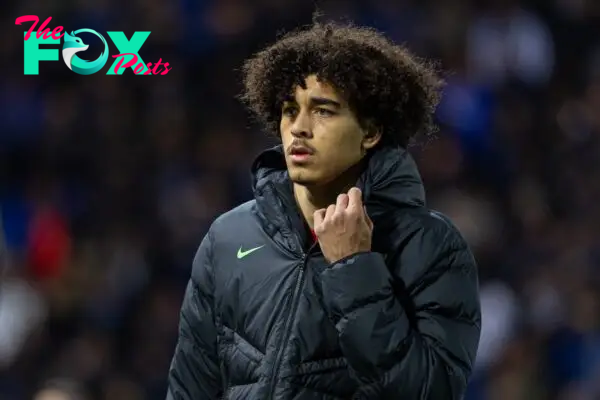 BERGAMO, ITALY - Thursday, April 18, 2024: Liverpool's substitute Jayden Danns before the UEFA Europa League Quarter-Final 2nd Leg match between BC Atalanta and Liverpool FC at the Stadio Atleti Azzurri d'Italia. Liverpool won 1-0 but Atalanta progress 3-1 on aggregate. (Photo by David Rawcliffe/Propaganda)