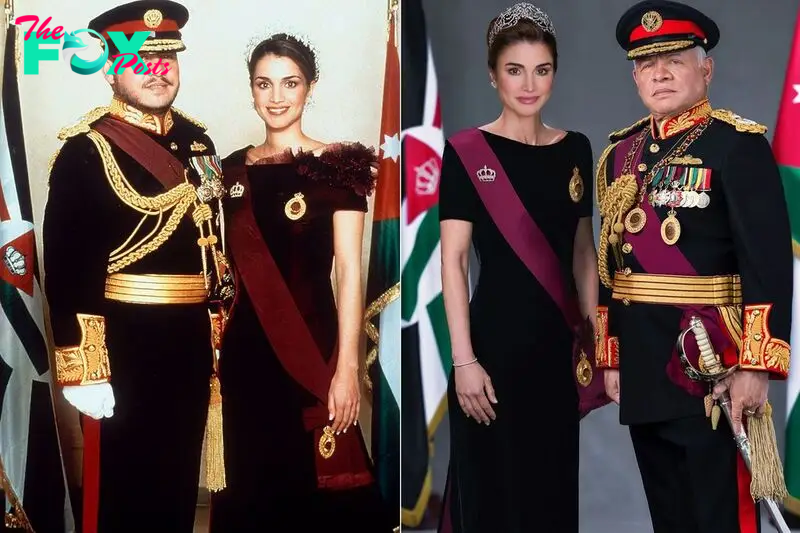 Queen Rania in a black dress