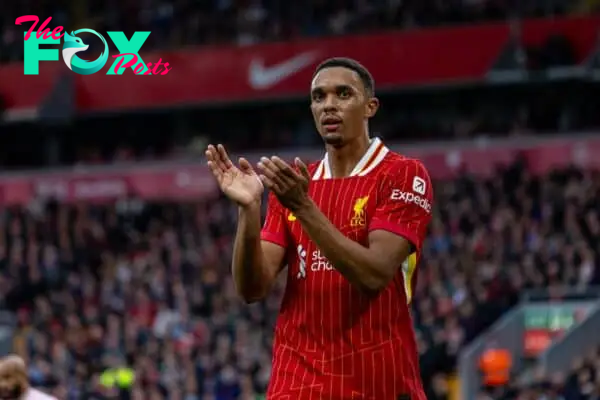 LIVERPOOL, ENGLAND - Sunday, August 25, 2024: Liverpool's Trent Alexander-Arnold during the FA Premier League match between Liverpool FC and Brentford FC at Anfield. (Photo by David Rawcliffe/Propaganda)