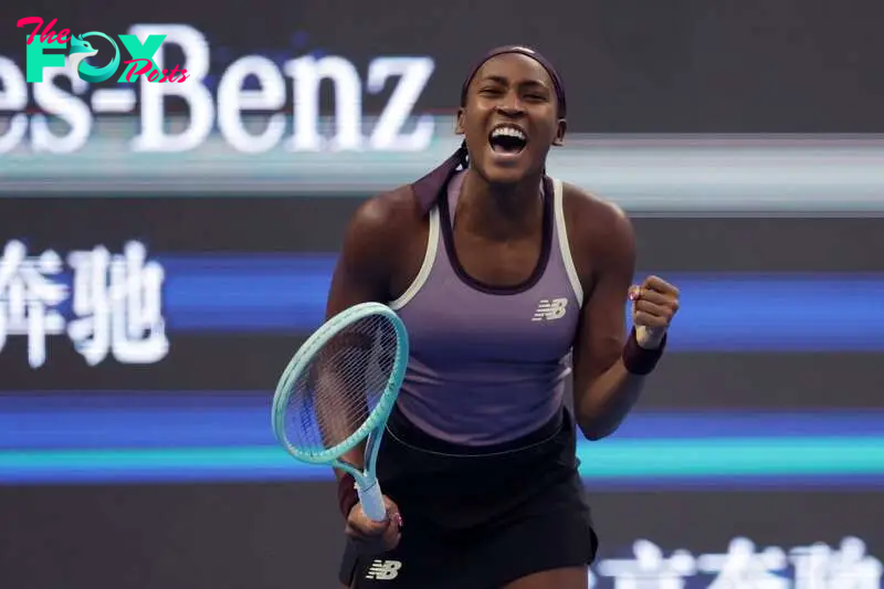  Coco Gauff of USA celebrates 