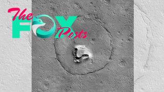 A cracked hillside on Mars looks just like the face of a teddy bear