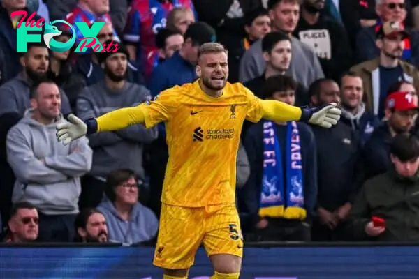 LONDON, ENGLAND - Saturday, October 5, 2024: Liverpool's substitute goalkeeper Vitezslav Jaros during the FA Premier League match between Crystal Palace FC and Liverpool FC at Selhurst Park. (Photo by David Rawcliffe/Propaganda)