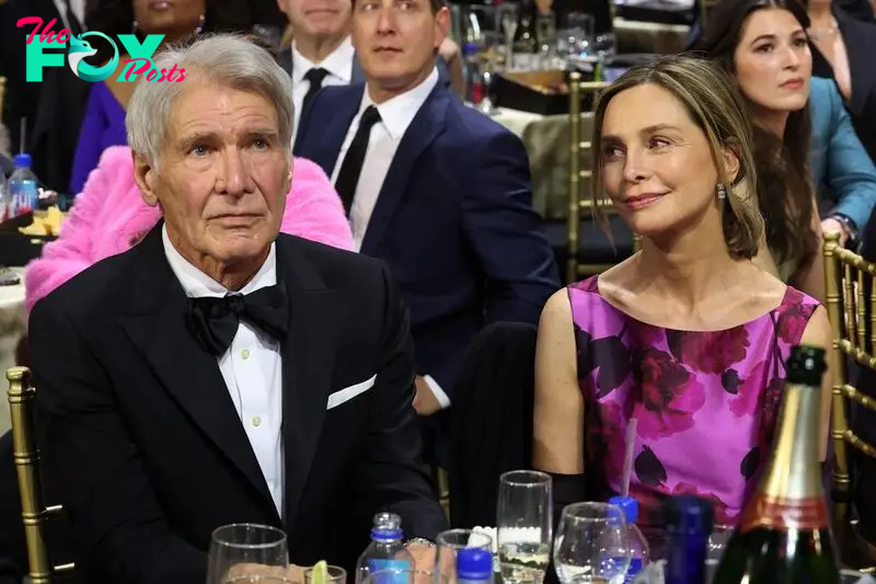 Harrison Ford and Calista Flockhart attends the 29th Annual Critics Choice Awards at Barker Hangar on January 14, 2024 in Santa Monica, California.