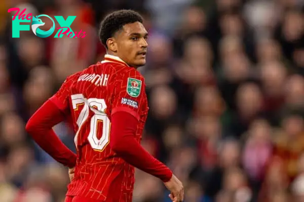 LIVERPOOL, ENGLAND - Wednesday, September 25, 2024: Liverpool's Jarell Quansah during the Football League Cup 3rd Round match between Liverpool FC and West Ham United FC at Anfield. (Photo by Ryan Brown/Propaganda)