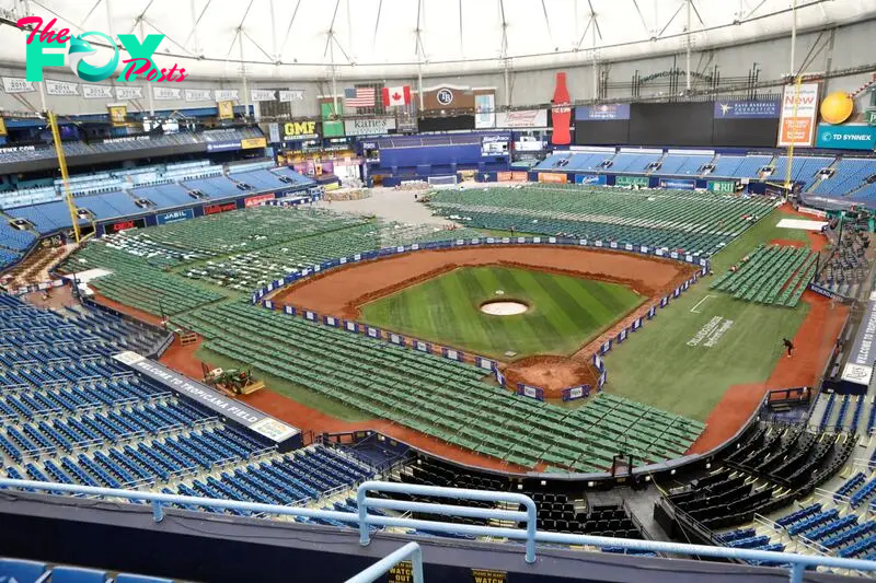 Tropicana Field opens a staging site for workers and operations before the arrival of Hurricane Milton, in St. Petersburg, Florida, U.S., October 7, 2024. 