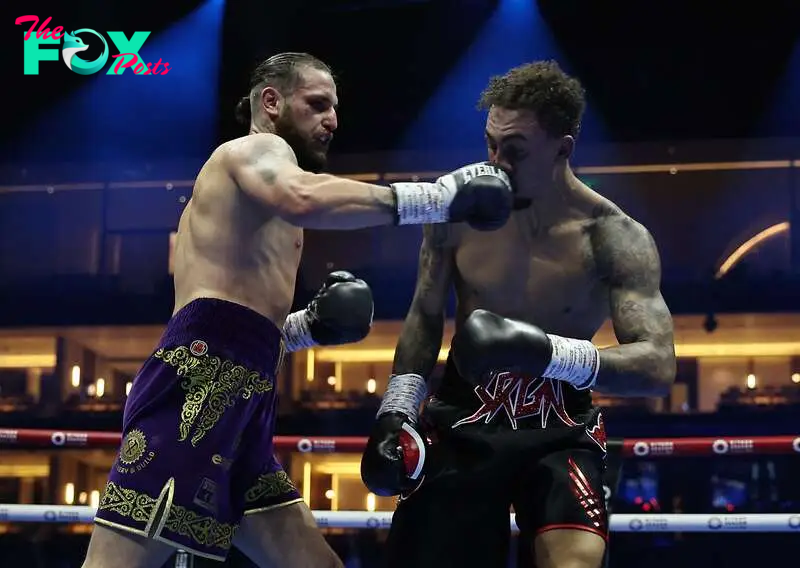 Boxing - Ben Whittaker v Liam Cameron - Kingdom Arena, Riyadh, Saudi Arabia - October 12, 2024 Liam Cameron in action against Ben Whittaker REUTERS/Hamad I Mohammed